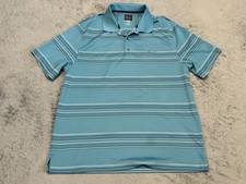 Greg Norman For Tasso Elba Play Dry Polo Shirt Mens XL Blue Striped Short Sleeve
