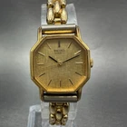 Seiko Watch Women 21mm Champagne Dial Gold Tone Octagon 5421-5220 new Battery
