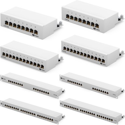 Cat6 Cat6a Patchpanel 12 8-Port RJ45 geschirmt Desktop Aufputz 1 10 GB Profi LAN