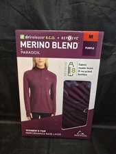 NEW Paradox Women's Purple 1/4 Zip Merino Wool Blend Base Layer Top Size Medium