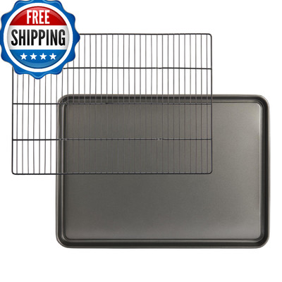 GoodCook 2-Piece XL Nonstick Crispy Baking Set, 21.5'' Pan & Cooling Rack
