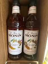 Monin 1 Liter, 33.8 oz Premium Flavoring Syrup Caramel Or Hazelnut