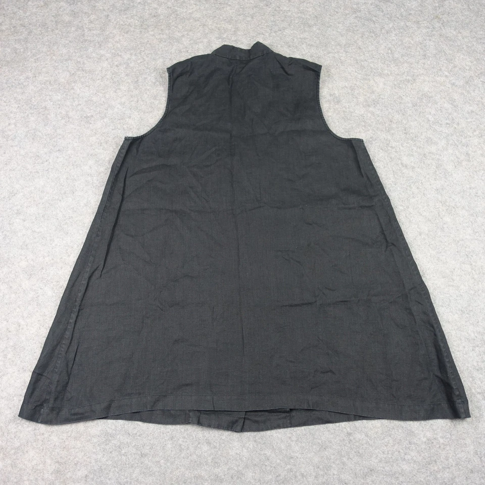 Chaleco Orvis Mujer Grande Negro Lino Sin Mangas Botón Frontal Relajado Vestido Top Foto 4 de 4