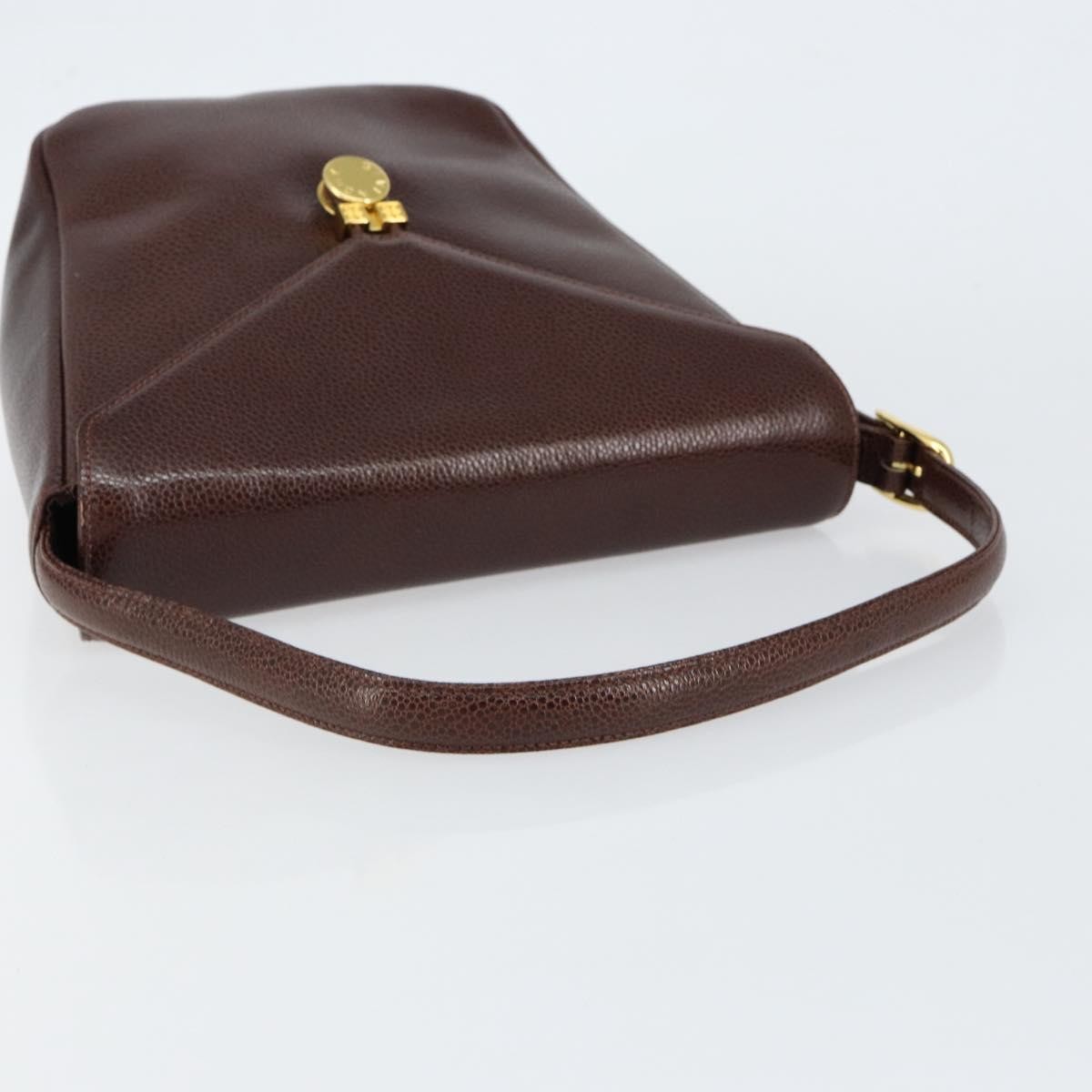 GIVENCHY Shoulder Bag Leather embossed Dark Brown Gold Auth am9398 image 7