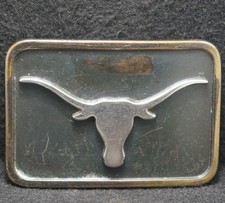 XD29141 VINTAGE 1970s LONGHORN STEER HEAD WESTERN ANIMAL MENS BELT BUCKLE