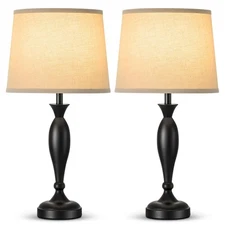 22.6" Table Lamp, 2Pcs Modern Bedside Lamps Desk Reading Light for Living Roo...