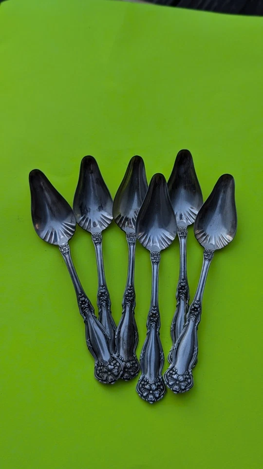 Лот из 5 антикварных посеребренных ложек грейпфрута с цветком апельсина WM Rogers & Son AA - Изображение 2 из 4