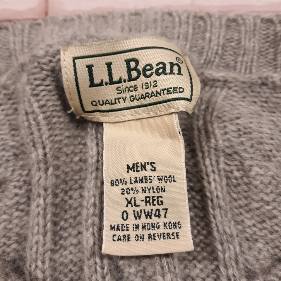 L.L. Bean Lambs Wool Sweater Mens XL Gray Pullover Knit Crew Neck - Image 3 of 4