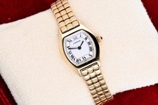 1980s Vintage Ladies Cartier Tortue 18k Yellow Gold Quartz Tonneau 66035 Watch
