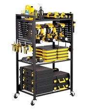 4-tier Tool Organizer Cart,150 lbs Load Capacity,Floor Stand Rolling Drill Hold