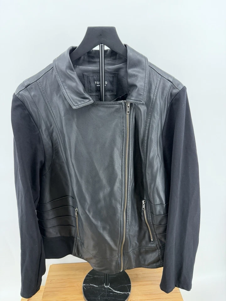 Chaqueta de Moto Torrid 2 Gris Imitación Cuero Cremallera Elastizada Tejido Mangas Bolsillos Talla 2X Foto 3 de 4