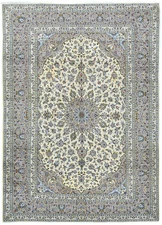 Vintage Hand-Knotted Cream Oriental Rug 8X11 ft Floral Design Bedroom Carpet