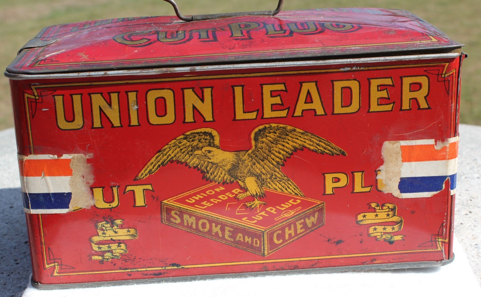 Vintage Union Leader Empty Cut Plug Tobacco Tin Advertising