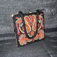 Vintage Walborg Hand Beaded Belgium Paisley Evening Bag Purse
