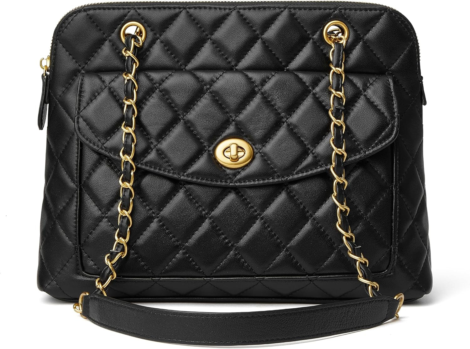 Quilted Leather Satchel Shoulder Purse for Women, Designer L