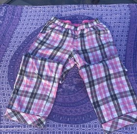THREE PIECE BUNDLE Victoria's Secret Cotton Plaid Script Button Pajama Pants 