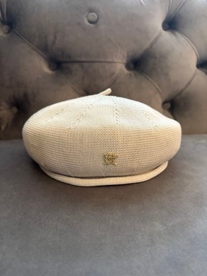 Aime Leon Dore Beige Knit Beret Hat with Gold Logo