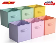Sorbus 6 Pack Foldable Storage Cube Basket Bins Pastel Set Organizer