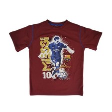 Kids Lionel Messi FC Barcelona Soccer Jersey T Shirt Red Blue Graphic Tee