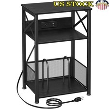 Record Player Stand W/ Charging Station Large Storage Vinyl Record Shelf New