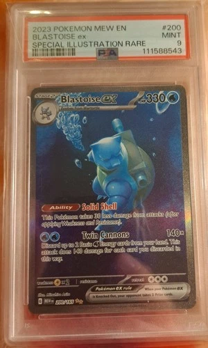 Pokémon TCG Blastoise EX Scarlet & Violet Holo Card 200/165 PSA 9 Sir