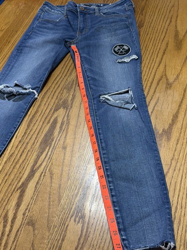 American Eagle Sz 10 Jegging Super Stretch Custom Jeans Distressed Hot Rod
