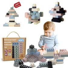 Silicone Blocks for Toddlers 1-3, Montessori Educational Toy Soft Baby Blocks...