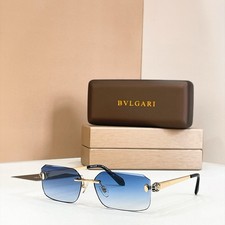 Bvlgari BV40108U Rimless Sunglasses Gold Blue Gradient 58-15-140 WITH NEW CASE