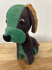 Vintage Dog Plush Stuffed Animal Japan Handmade Wood Shavings Corduroy