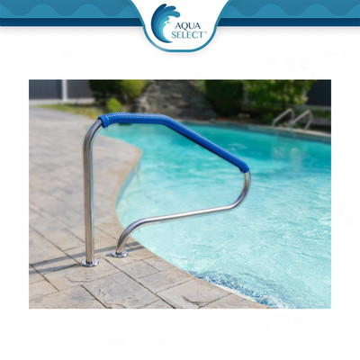 Aqua Select Swimming Pool Stainless Steel Ladder Step Handrail w/ 4' Rail Runner