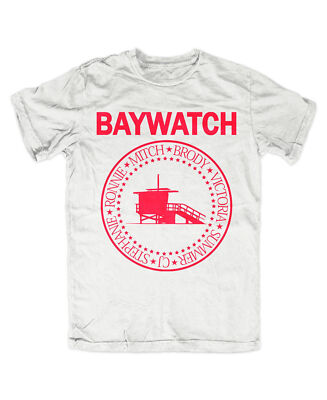 Baywatch 2 T-Shirt WEISS Lifeguard David Hasselhoff ,Miami,Florida,Lifeguard