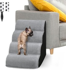 HAITRAL 4 Tiers Dog Steps Durable Pet Stairs,High Density Foam Dog Ladder Ramp f