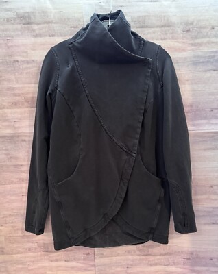 LULULEMON That's A Wrap Jacket French Terry Asymmetric Snap Front Black Sz 6