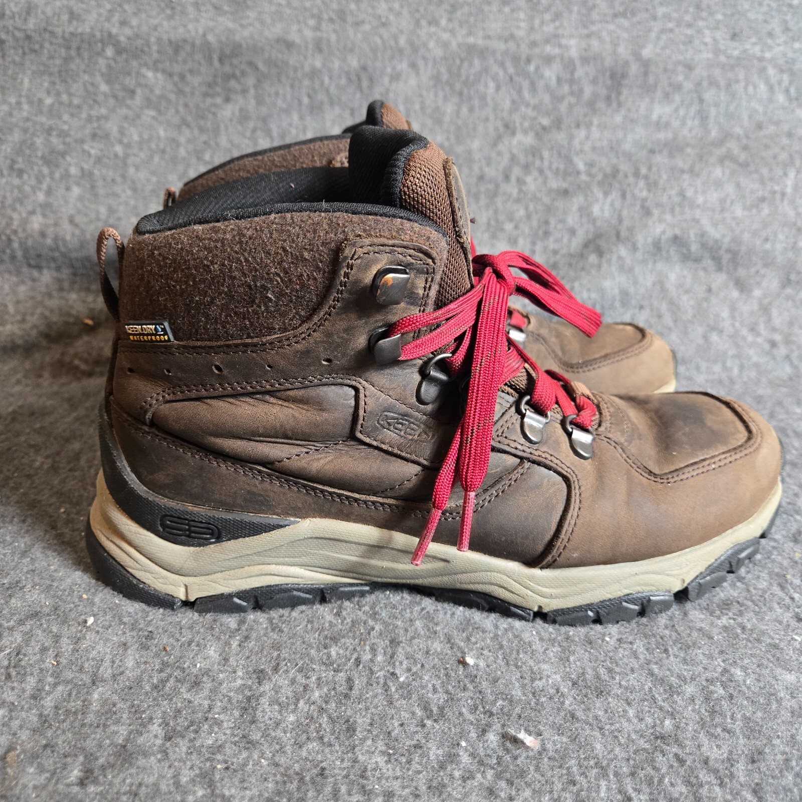 Stivali Keen pelle innata impermeabili metà escursionismo marrone donna 8 lacci rossi passeggio