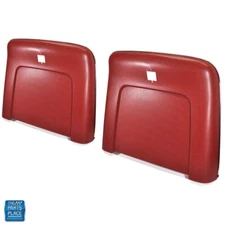 1969-1972 GM Cars Red Bucket Seat Backs Molded Plastic & Chrome Trim Pair