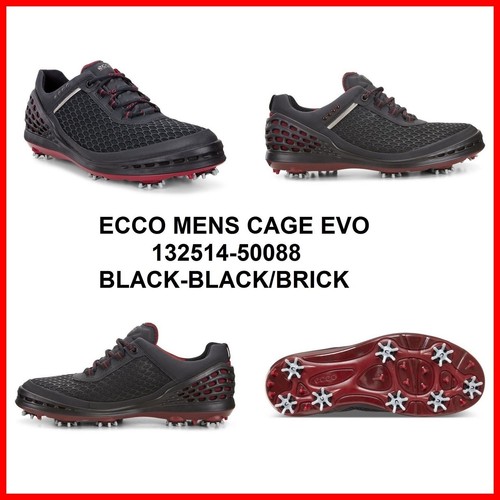 New Ecco Mens Golf Cage Evo shoes Spike Black / Brick EU 39 40 41 42 43