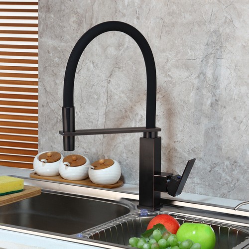 Grifos fregadero de una sola palanca para recipiente de cocina negro/cromo - Imagen 5 de 44