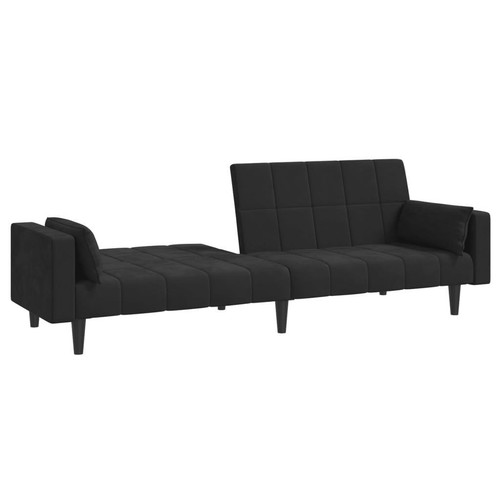 vidaXL 2-Seater Sofa Bed with Two Pillows Black Velvet - Picture 4 of 11