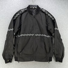 LF the Brand Mens Windbreaker Jacket Small S Black Full Zip Pockets Buckles