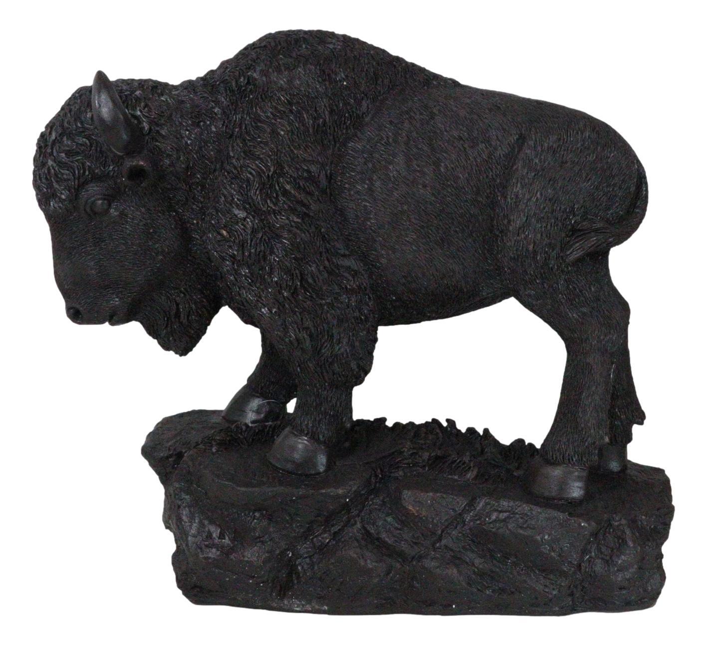 Large Southwestern Native American Bison Buffalo On Rock Rustic Statue 20