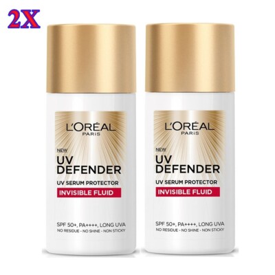 2X L'Oreal Paris UV Defender Invisible Resistance Daily Sunscreen SPF50+ PA++++