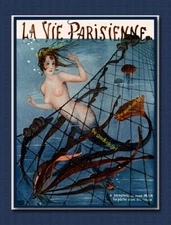 1921 SWIMMING MERMAID 8x10 Vintage French La Vie Parisienne Art Print