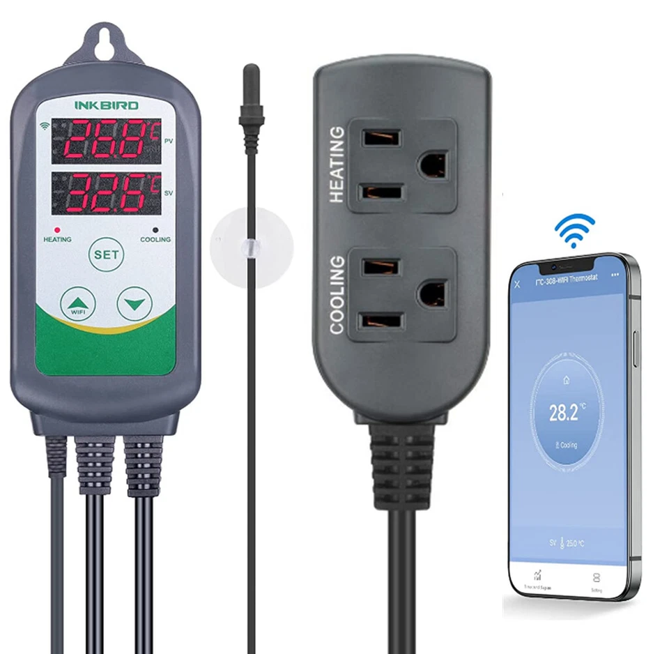 Controlador de temperatura INKBIRD WiFi ITC-308 acuario peceras calefacción refrigeración Foto 2 de 4