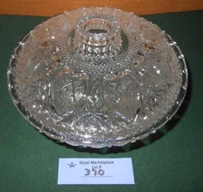 Covered Clear Glass Candy Nut Dish Hearts & Bows Vintage