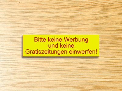 Briefkastenschild - Bitte keine Werbung & Zeitung einwerfen! - Gelb/Rot
