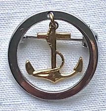 VTG Navy Anchor Hat Lapel Tie Pin Marked Sterling Nautical Military Jewelry