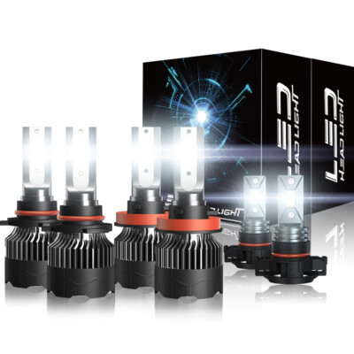 For Chevy Silverado Tahoe 2007-2014 LED Headlights High Low Beam Fog Bulbs Combo