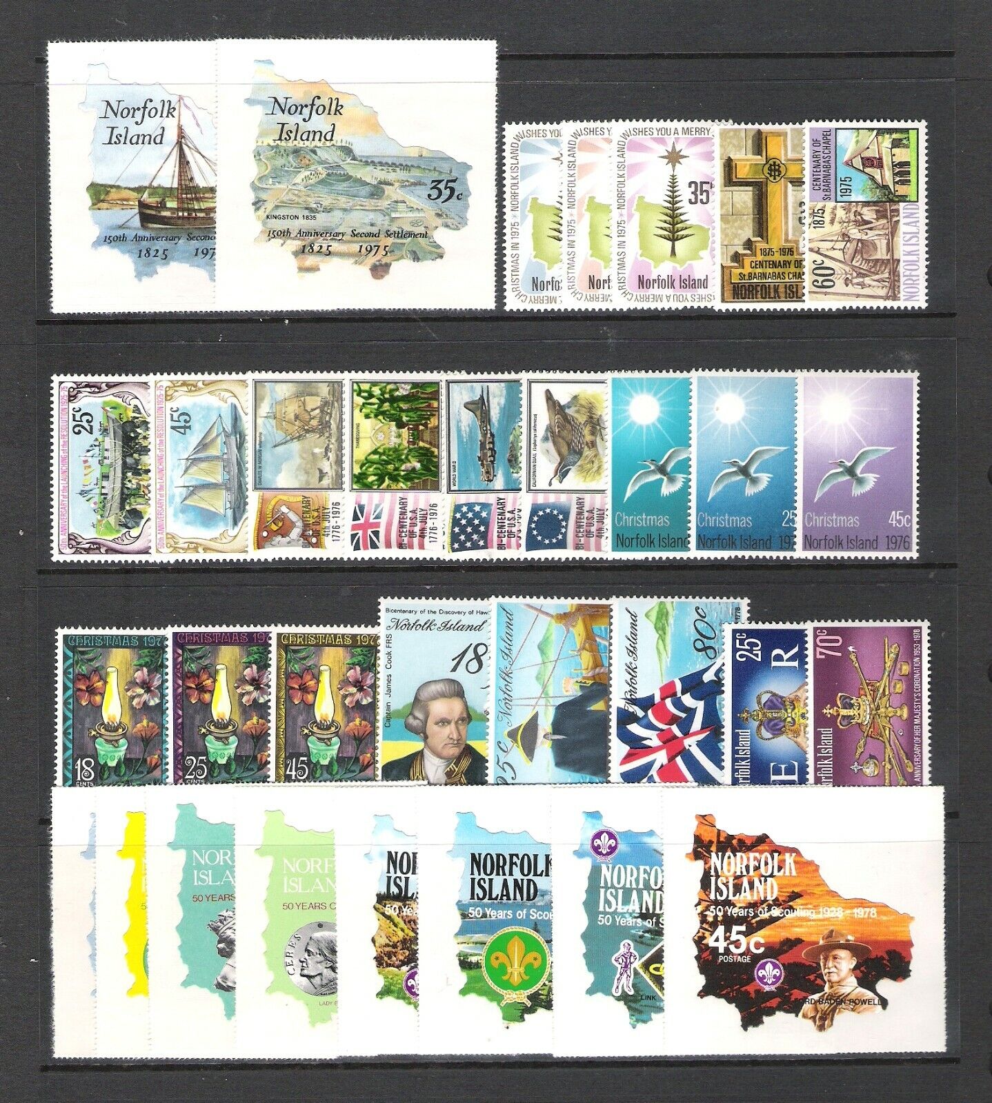NORFOLK ISLAND 1975-78 Complete Free Shipping ISSUES ON MNH PAGE safety