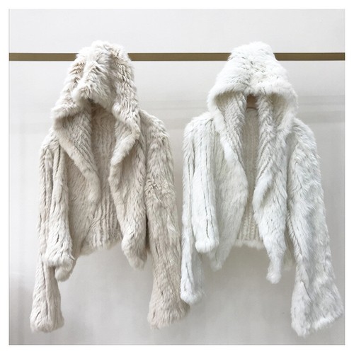 Handmade Women's Real Rex Rabbit Fur Knit Hat - Winter Warm Beanie With Fur Pom Pom