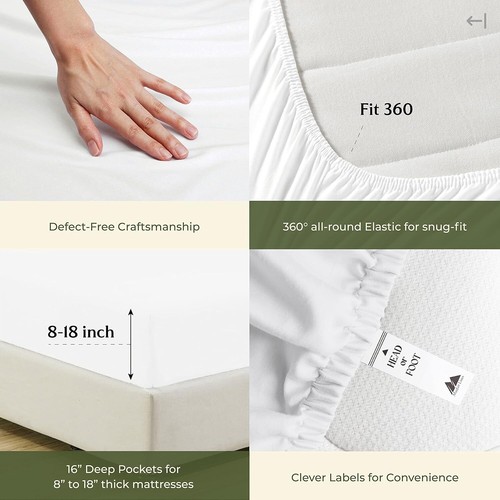100% Egyptian Cotton Sheets Queen Size - 600 Thread Count Sheets Queen - Picture 6 of 8